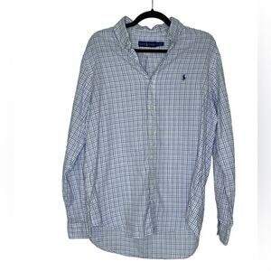 Polo by Ralph Lauren Button Down White Blue Plaid Shirt Size Men’s Large